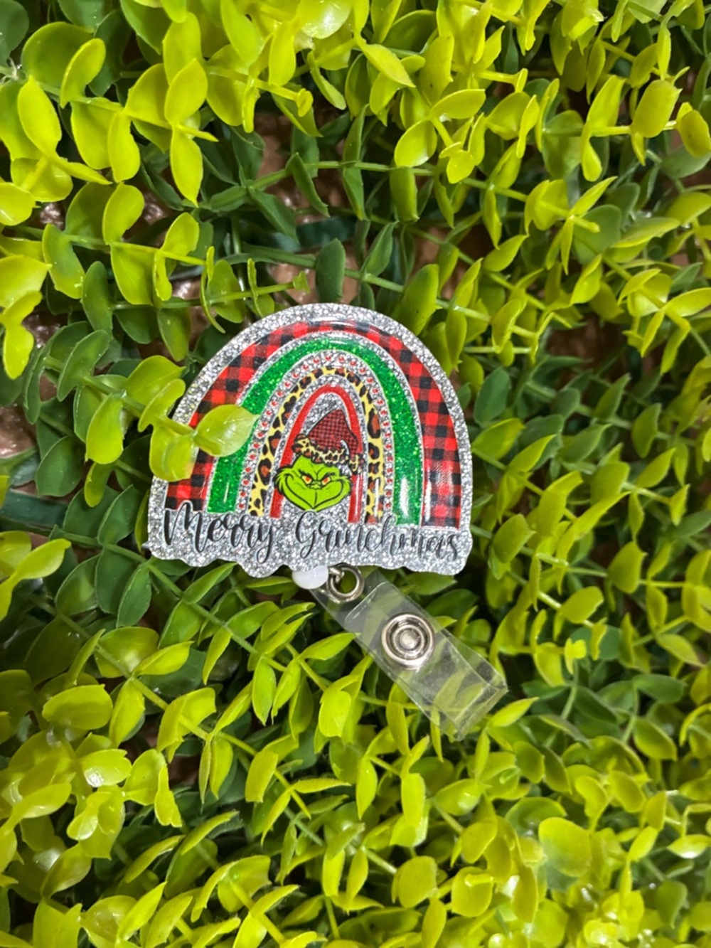 Merry Grinchmas Rainbow Badge Reel - Green Red Black